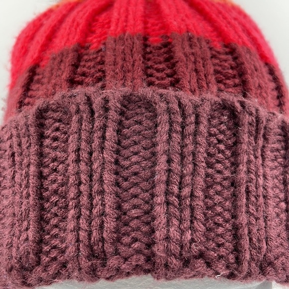 Bordeaux Multi Color Knit Hat Pom on Top - Picture 3 of 8